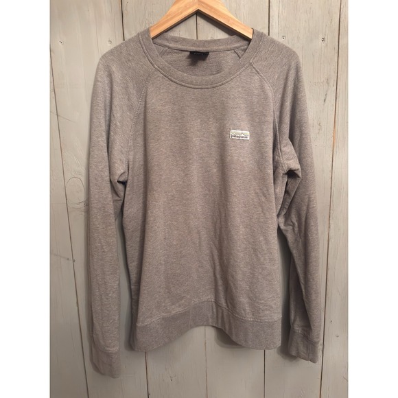 Patagonia Sweaters - Patagonia Women's XL Grey Logo Long Sleeve Organic Cotton Crewneck Sweater
